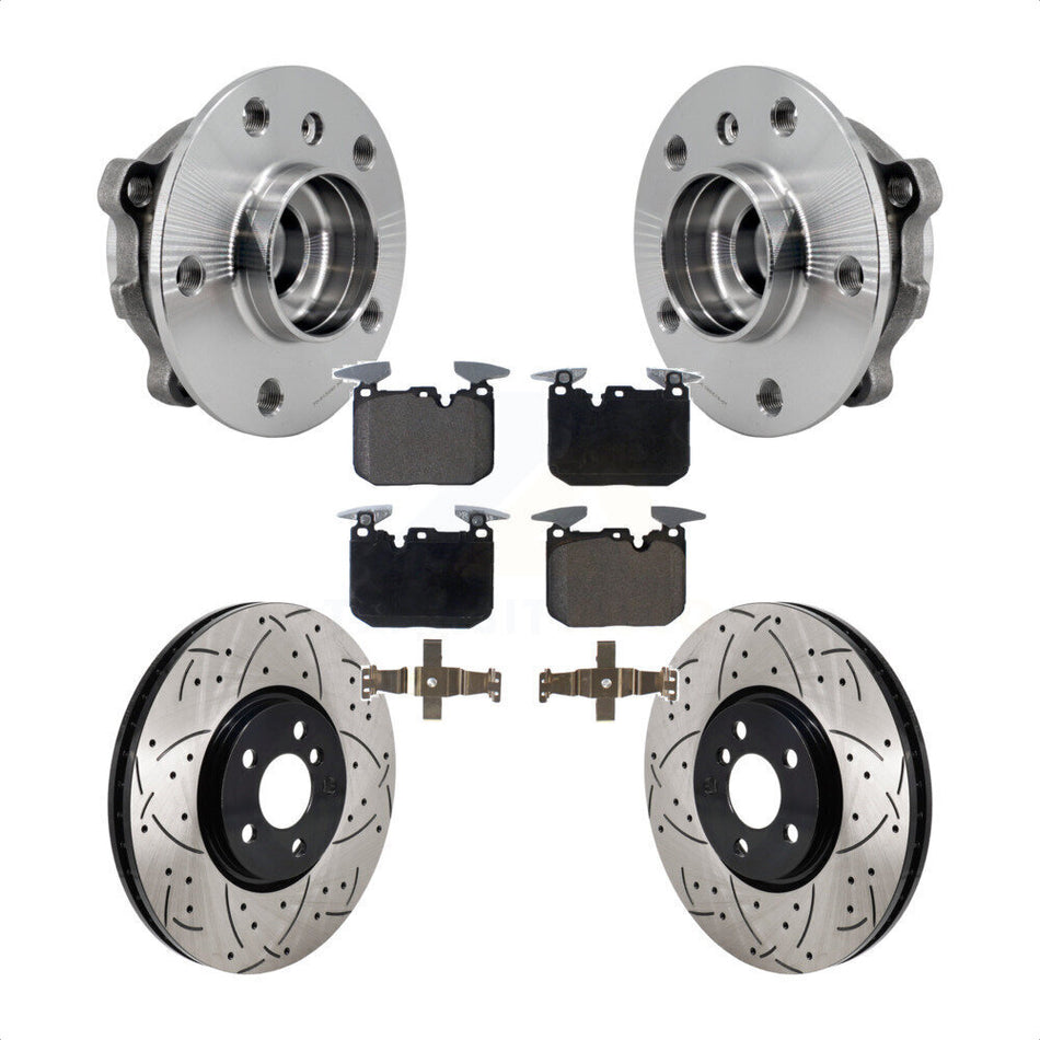 Front Hub Bearing Drill Slot Brake Rotor Pads Kit For 20-22 Mini Cooper John Works KBB-130668