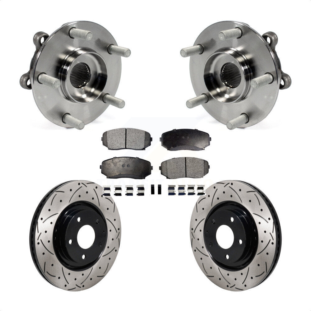 Front Hub Bearing Drilled Slot Brake Rotor Pads Kit For 2019-2023 Mazda CX-5 Turbocharged KBB-130669