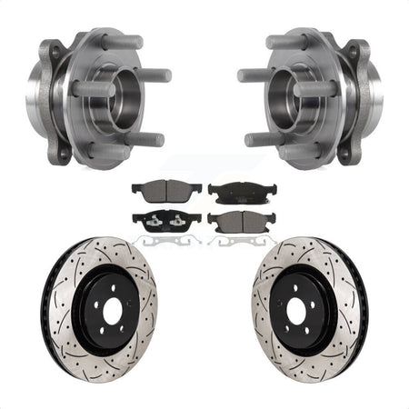 Front Hub Bearing Drill Slot Brake Rotor Pads Kit For Ford Edge With Red Painted Calipers KBB-130672
