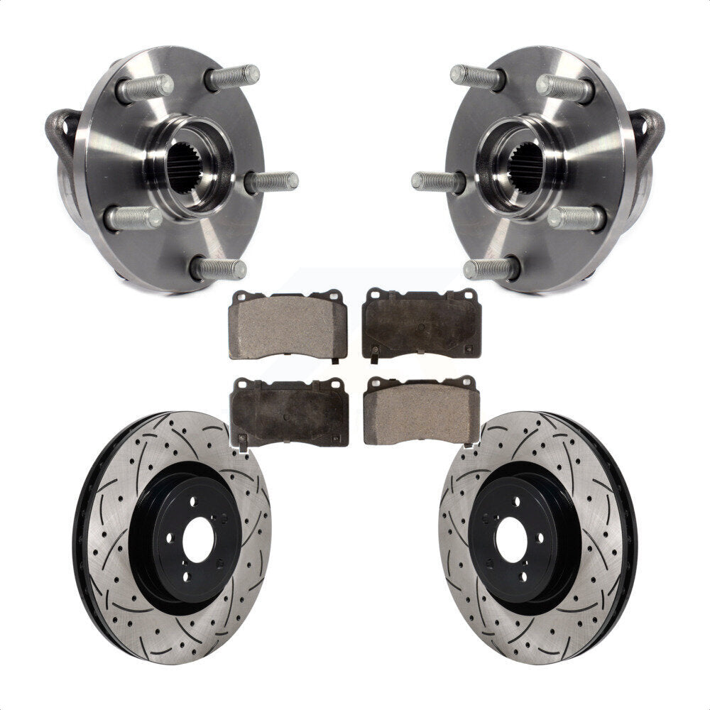 Front Hub Bearing Assembly Drill Slot Brake Rotor Pad Kit For 2004 Subaru Impreza WRX STI KBB-130680