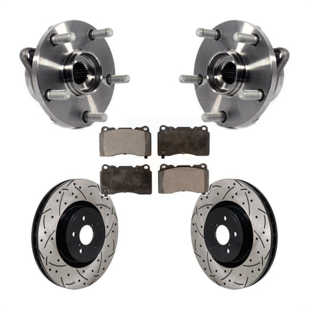 Front Hub Bearing Assembly Drill Slot Brake Rotor Pad Kit For 2004 Subaru Impreza WRX STI KBB-130680