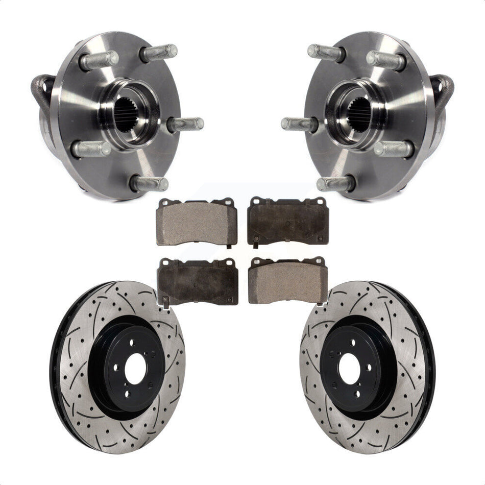 Front Hub Bearing Assembly Drill Slot Brake Rotor Pad Kit For 2004 Subaru Impreza WRX STI KBB-130680