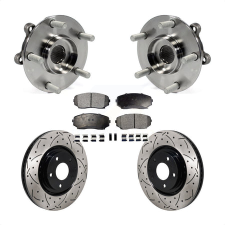 Front Hub Bearing Drilled Slot Brake Rotor Pads Kit For 2019-2023 Mazda CX-5 Turbocharged KBB-130682