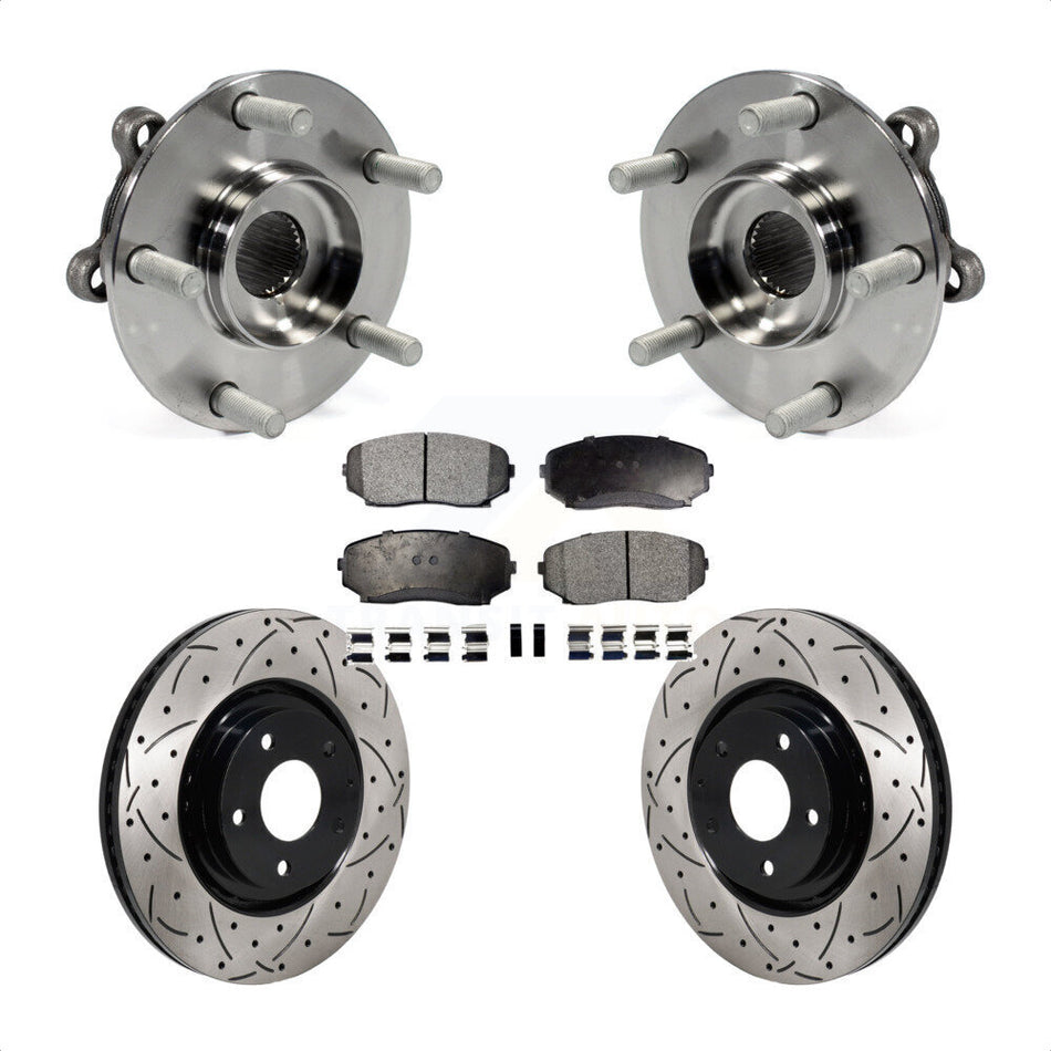 Front Hub Bearing Drilled Slot Brake Rotor Pads Kit For 2019-2023 Mazda CX-5 Turbocharged KBB-130682
