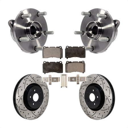 Front Hub Bearing Assembly Drill Slot Brake Rotor Pad Kit For 2004 Subaru Impreza WRX STI KBB-130683