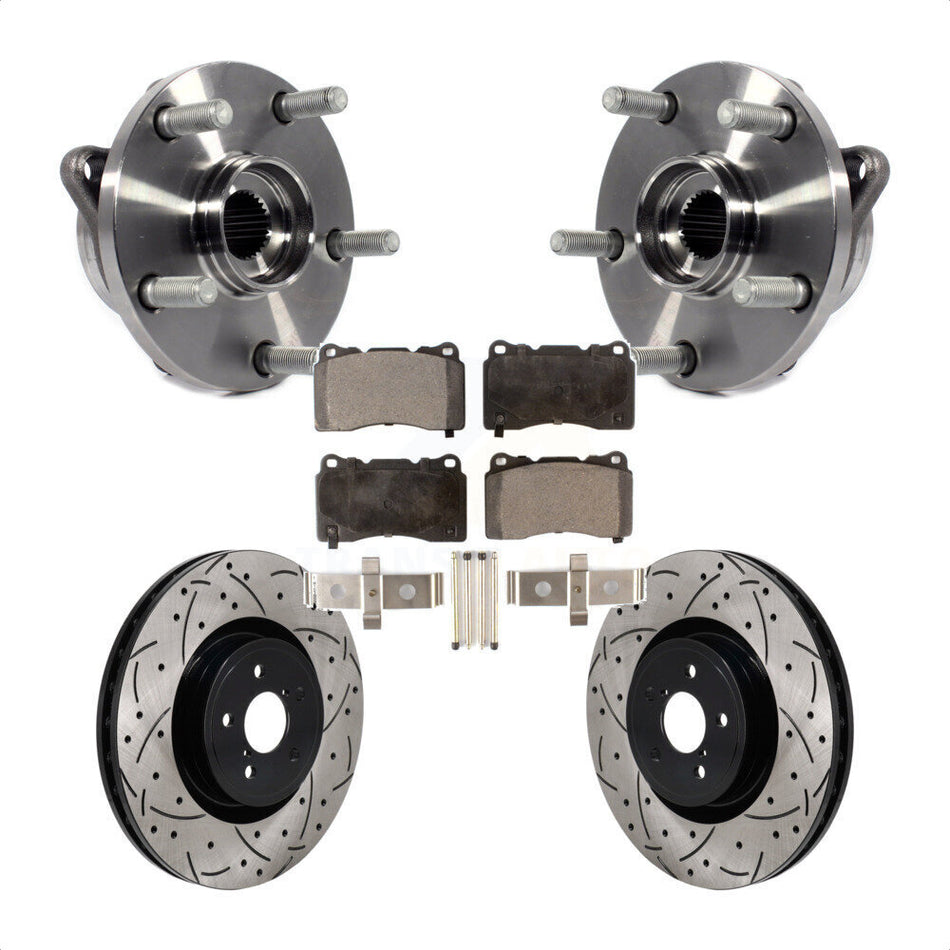Front Hub Bearing Assembly Drill Slot Brake Rotor Pad Kit For 2004 Subaru Impreza WRX STI KBB-130683