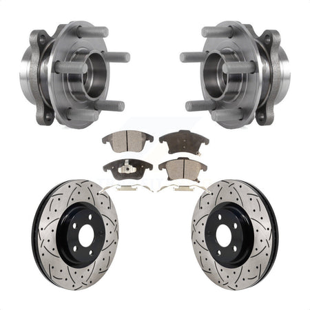 Front Hub Bearing Assembly Drill Slot Brake Rotor Pads Kit For 2017-2020 Lincoln MKZ 2.0L KBB-130688