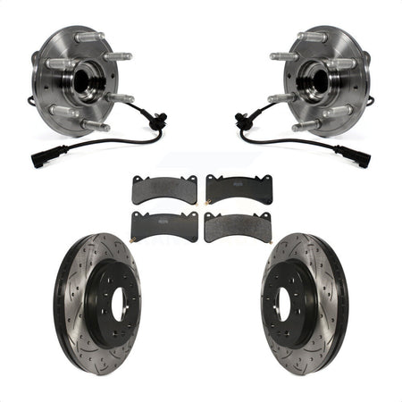 Front Hub Bearing Drill Slot Brake Rotor Pads Kit For GMC Sierra 1500 Chevrolet Silverado KBB-130693