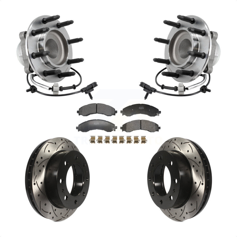 Front Hub Bearing Drilled Slot Brake Rotor Pads Kit For GMC Savana 2500 Chevrolet Express KBB-130694