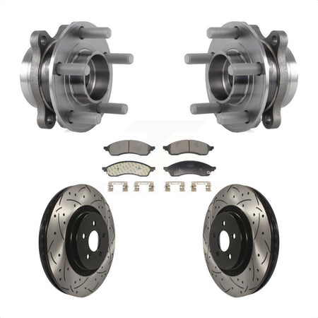 Front Hub Bearing Assembly Coated Drilled Slot Brake Rotor & Pad Kit For Lincoln Nautilus KBB-130695