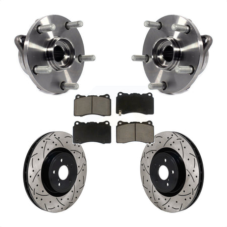 Front Hub Bearing Assembly Drill Slot Brake Rotor Pad Kit For 2004 Subaru Impreza WRX STI KBB-130716