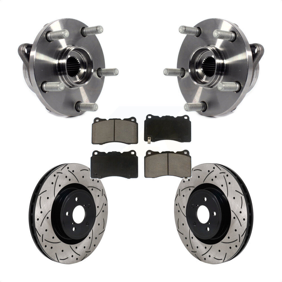 Front Hub Bearing Assembly Drill Slot Brake Rotor Pad Kit For 2004 Subaru Impreza WRX STI KBB-130716