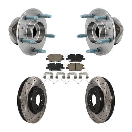 Front Hub Bearing Coated Drill Slot Brake Rotor Pad Kit For Chevrolet Equinox GMC Terrain KBB-130717