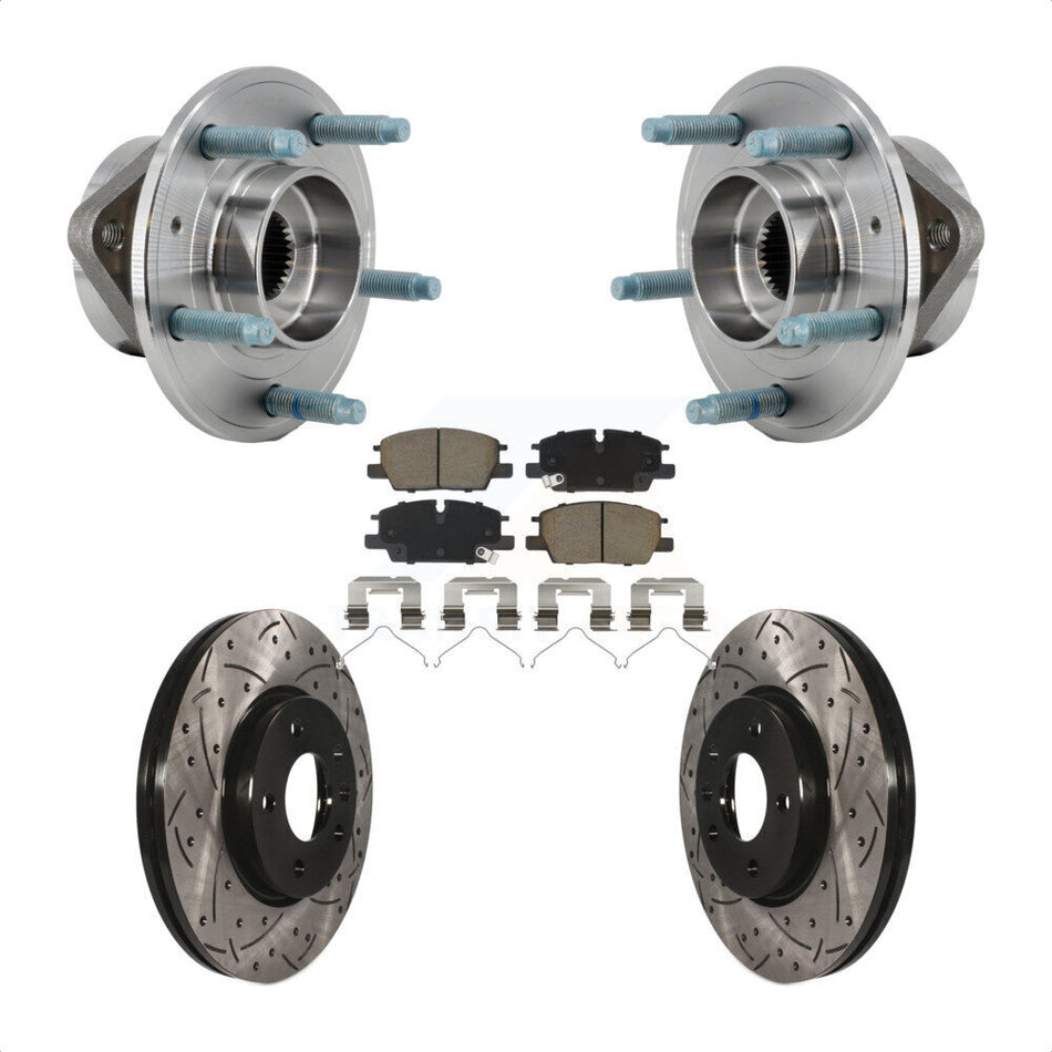 Front Hub Bearing Coated Drill Slot Brake Rotor Pad Kit For Chevrolet Equinox GMC Terrain KBB-130717
