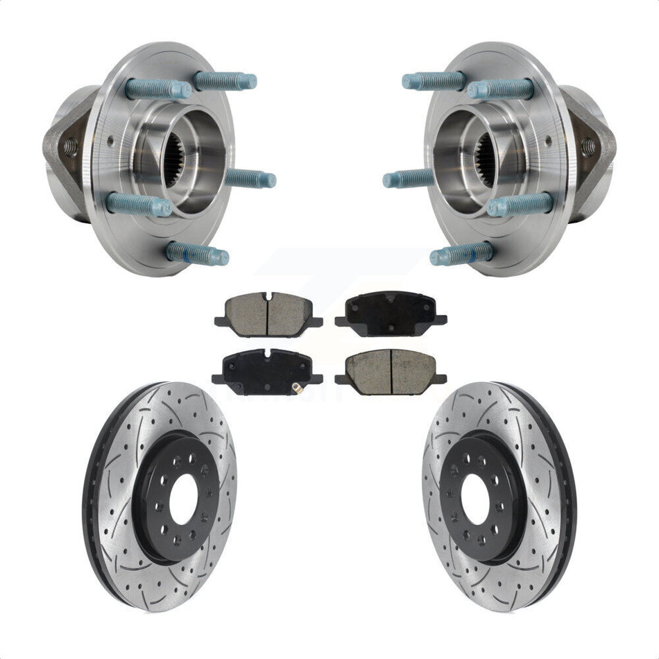 Front Hub Bearing Coated Drill Slot Brake Rotor Pad Kit For Chevrolet Equinox GMC Terrain KBB-130718