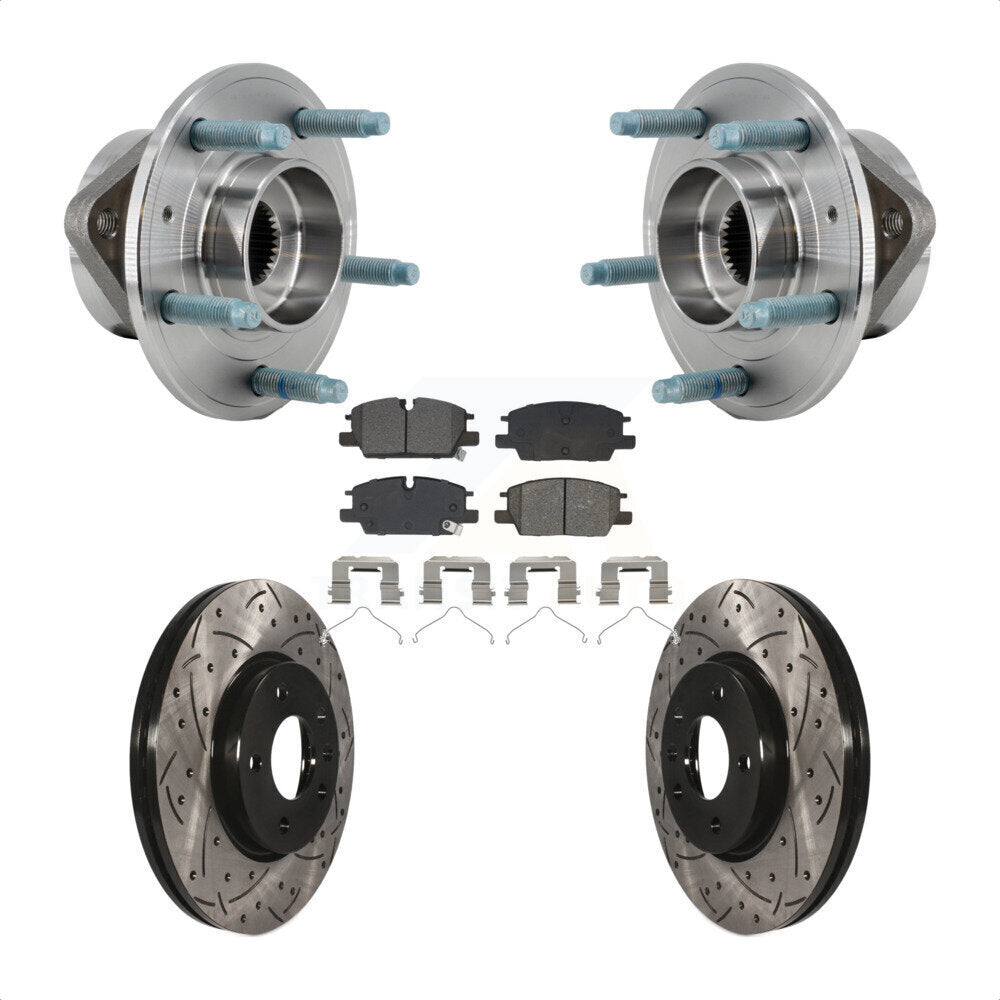 Front Hub Bearing Coated Drill Slot Brake Rotor Pad Kit For Chevrolet Equinox GMC Terrain KBB-130725