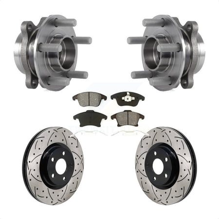 Front Hub Bearing Assembly Drill Slot Brake Rotor Pads Kit For 2017-2020 Lincoln MKZ 2.0L KBB-130729