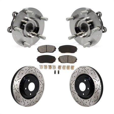 Front Hub Bearing Drilled Slot Brake Rotor Pads Kit For 2019-2023 Mazda CX-5 Turbocharged KBB-130730