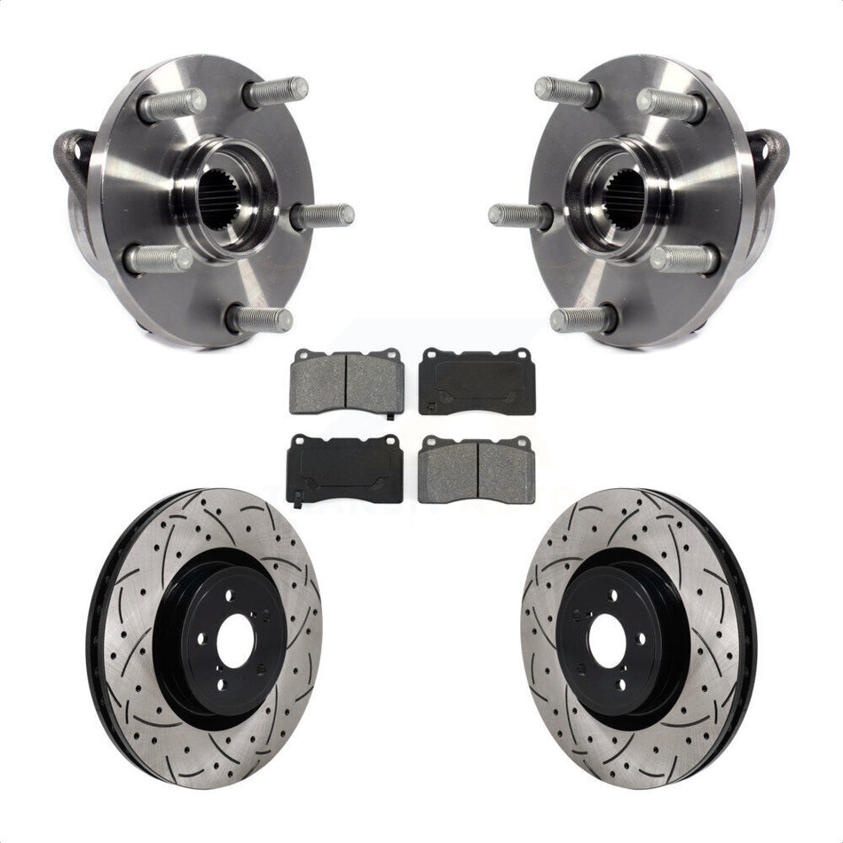 Front Hub Bearing Assembly Drill Slot Brake Rotor Pad Kit For 2004 Subaru Impreza WRX STI KBB-130731