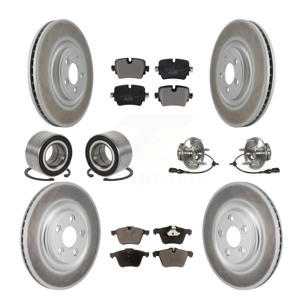 Front Rear Hub Bearings Coated Disc Brake Rotors And Pads Shoes Kit (10Pc) For Jaguar XJ KBB-130732
