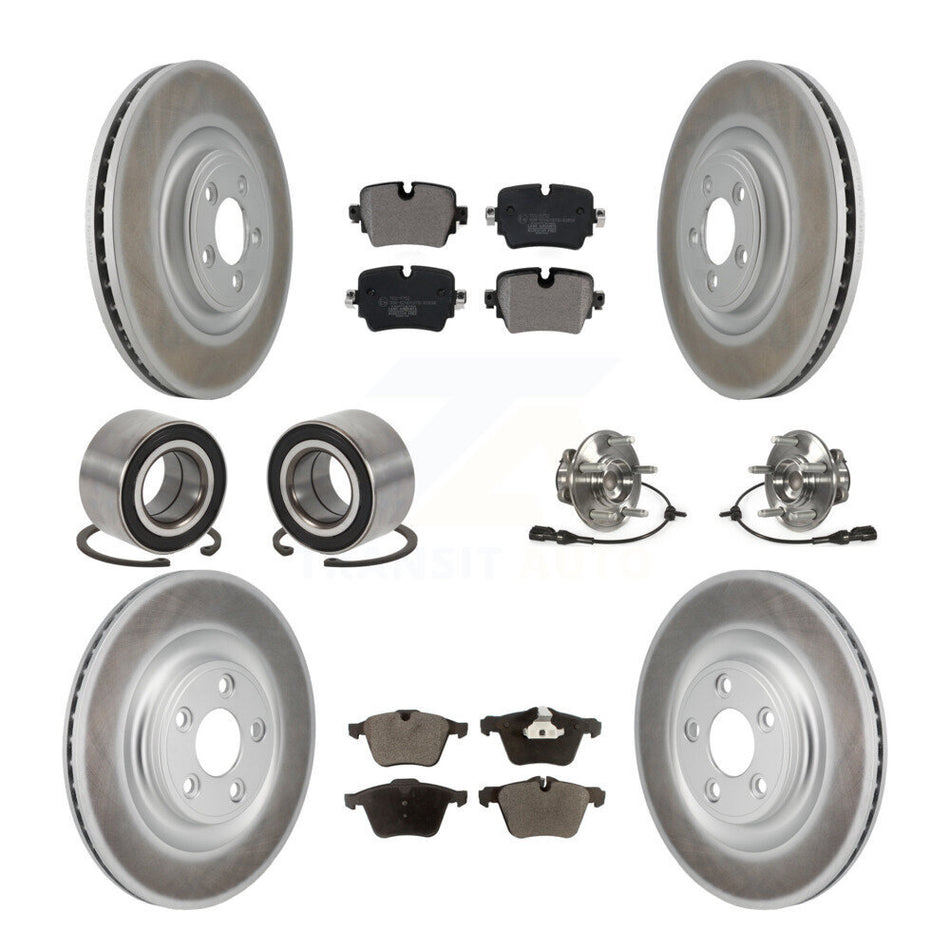Front Rear Hub Bearings Coated Disc Brake Rotors And Pads Shoes Kit (10Pc) For Jaguar XJ KBB-130732