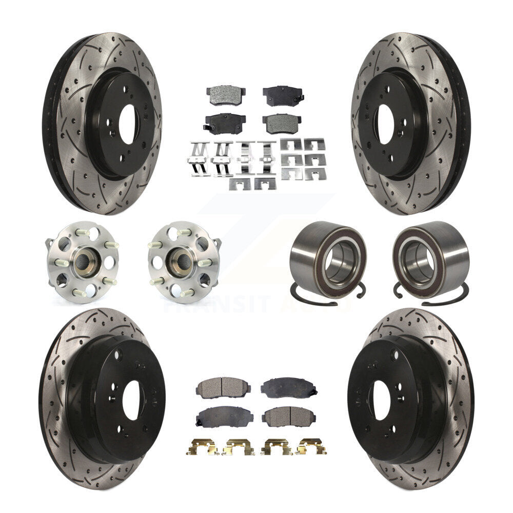 Front Rear Hub Bearing Coated Disc Brake Rotors And Ceramic Pads Kit (10Pc) For Acura RDX KBB-130734
