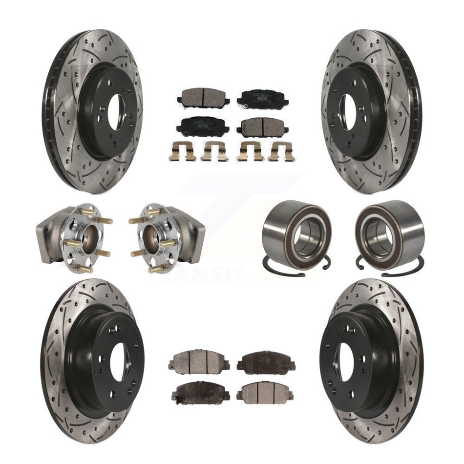 Front Rear Hub Bearing Coated Brake Rotor And Pad Kit (10Pc) For 2016-2022 Honda HR-V AWD KBB-130736
