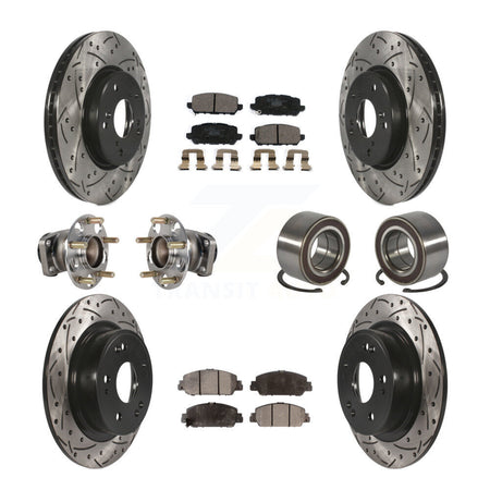 Front Rear Hub Bearing Coated Brake Rotor And Pad Kit (10Pc) For 2016-2022 Honda HR-V FWD KBB-130737
