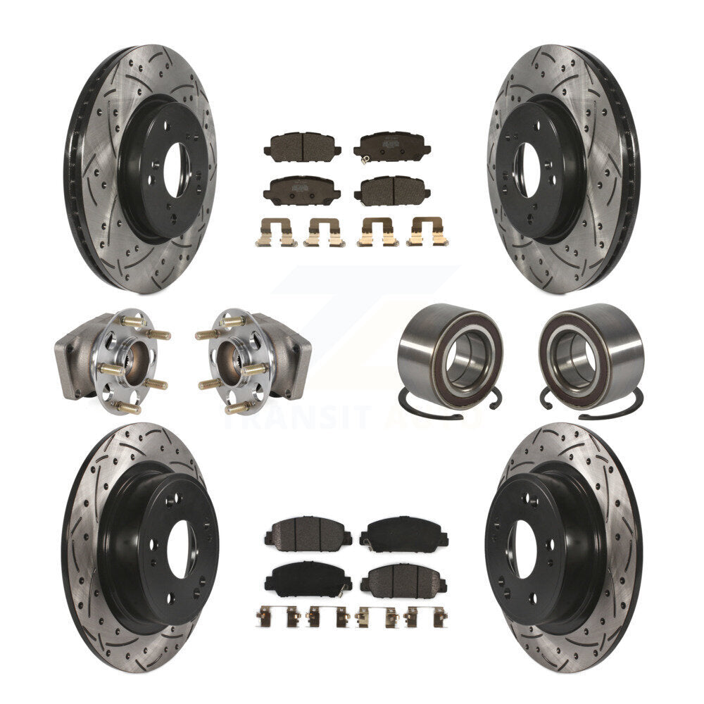 Front Rear Hub Bearing Coated Brake Rotor And Pad Kit (10Pc) For 2016-2022 Honda HR-V AWD KBB-130745