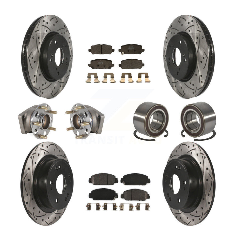 Front Rear Hub Bearing Coated Brake Rotor And Pad Kit (10Pc) For 2016-2022 Honda HR-V AWD KBB-130745
