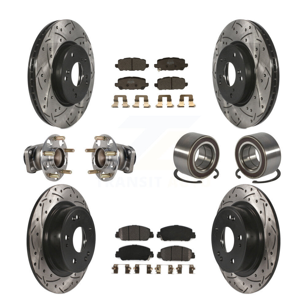 Front Rear Hub Bearing Coated Brake Rotor And Pad Kit (10Pc) For 2016-2022 Honda HR-V FWD KBB-130746