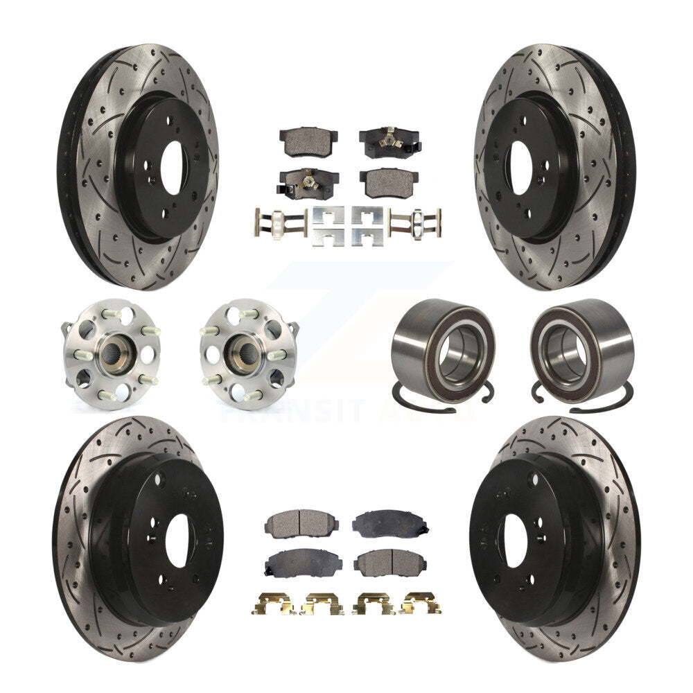 Front Rear Hub Bearing Coated Disc Brake Rotor & Pads Kit (10Pc) For Honda CR-V Acura RDX KBB-130747