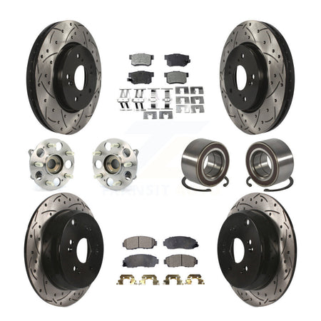 Front Rear Hub Bearing Assembly Coated Disc Brake Rotor And Pads Kit (10Pc) For Acura RDX KBB-130748