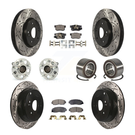 Front Rear Hub Bearing Coated Brake Rotor And Pad Kit (10Pc) For 2007-2011 Honda CR-V FWD KBB-130749