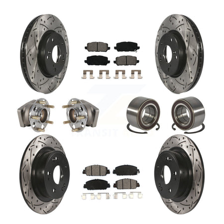 Front Rear Hub Bearing Coated Brake Rotor And Pad Kit (10Pc) For 2016-2022 Honda HR-V AWD KBB-130754