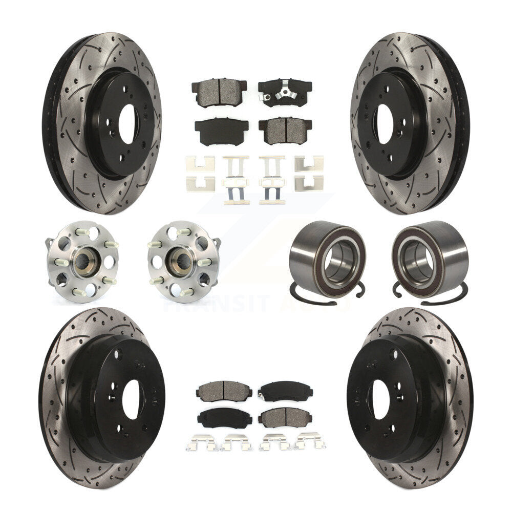 Front Rear Hub Bearing Coated Disc Brake Rotor & Pads Kit (10Pc) For Honda CR-V Acura RDX KBB-130759