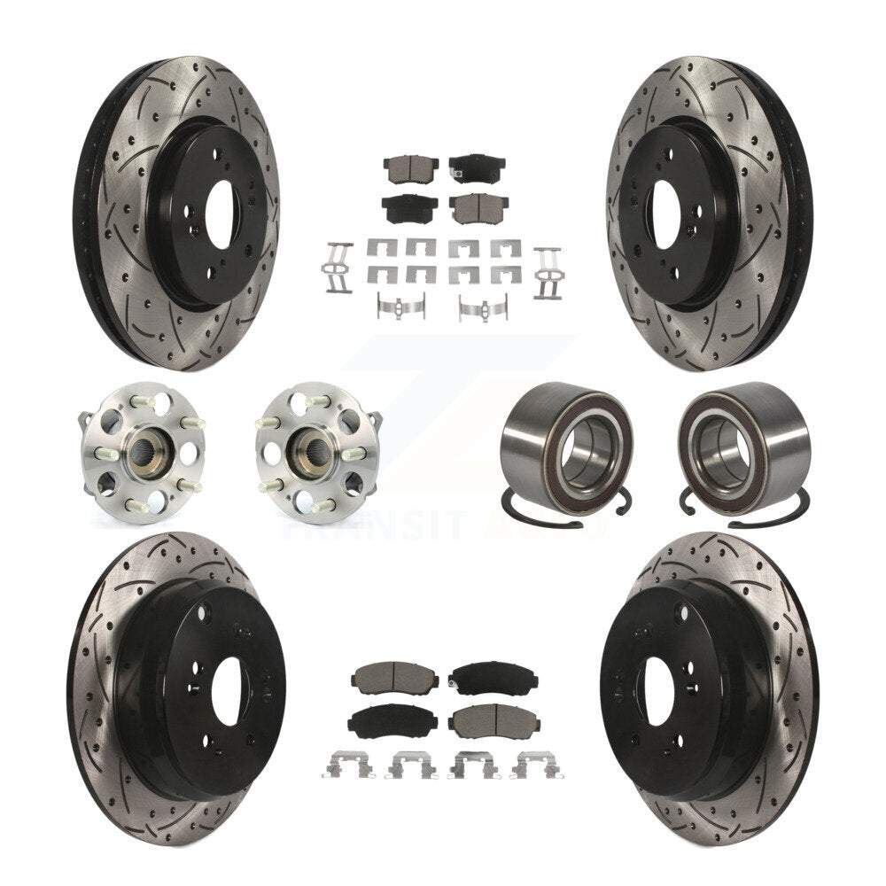 Front Rear Hub Bearing Coated Disc Brake Rotors And Ceramic Pads Kit (10Pc) For Acura RDX KBB-130761
