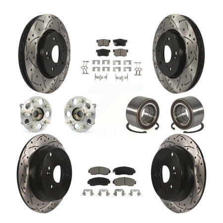 Front Rear Hub Bearing Coated Disc Brake Rotors And Ceramic Pads Kit (10Pc) For Acura RDX KBB-130761