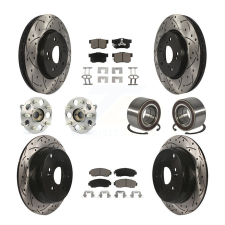 Front Rear Hub Bearing Coated Disc Brake Rotor & Pads Kit (10Pc) For Honda CR-V Acura RDX KBB-130762