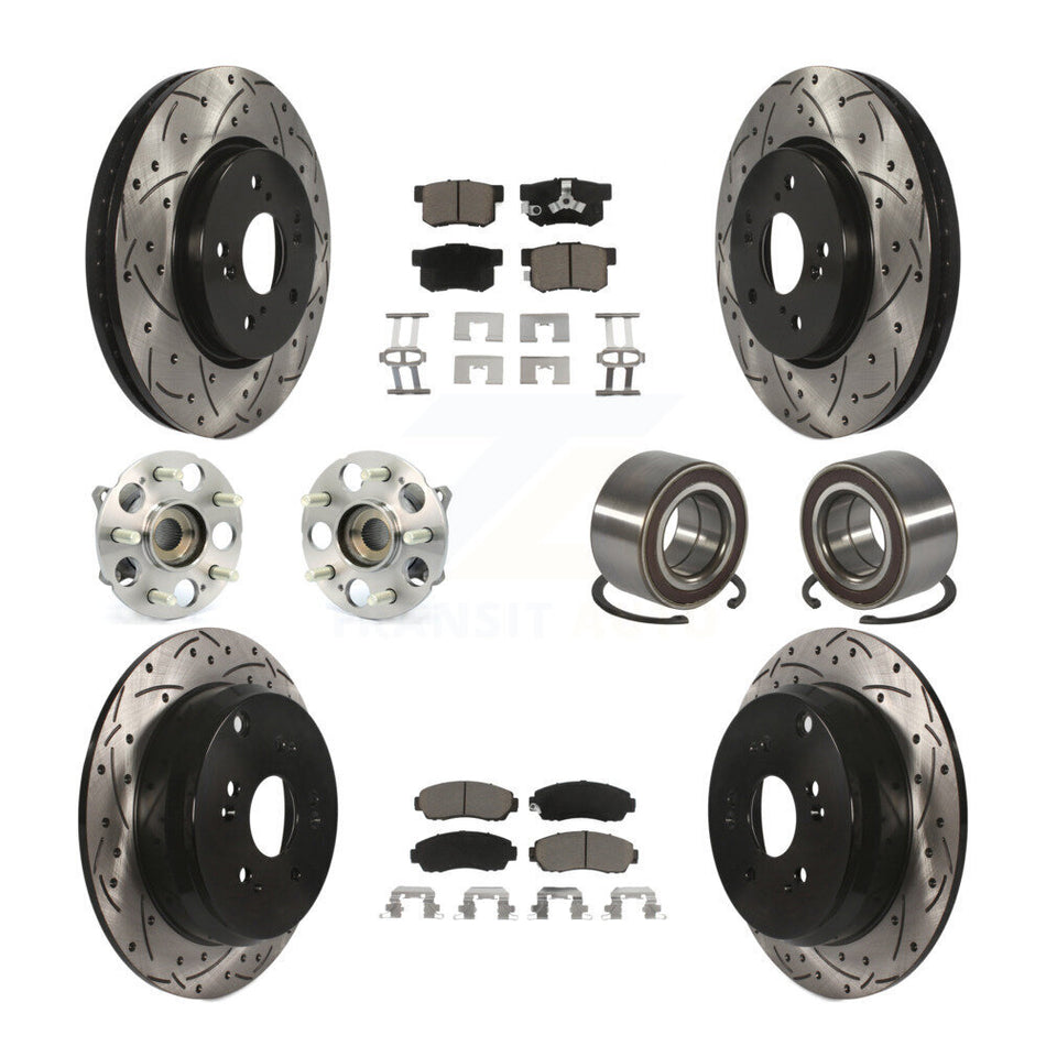 Front Rear Hub Bearing Coated Disc Brake Rotor & Pads Kit (10Pc) For Honda CR-V Acura RDX KBB-130762