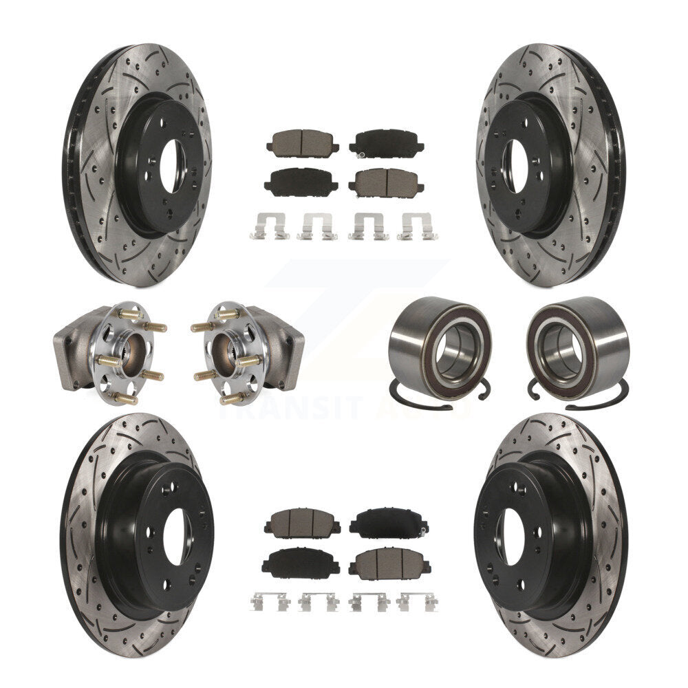 Front Rear Hub Bearing Coated Brake Rotor And Pad Kit (10Pc) For 2016-2022 Honda HR-V AWD KBB-130765