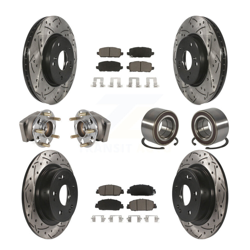 Front Rear Hub Bearing Coated Brake Rotor And Pad Kit (10Pc) For 2016-2022 Honda HR-V AWD KBB-130765