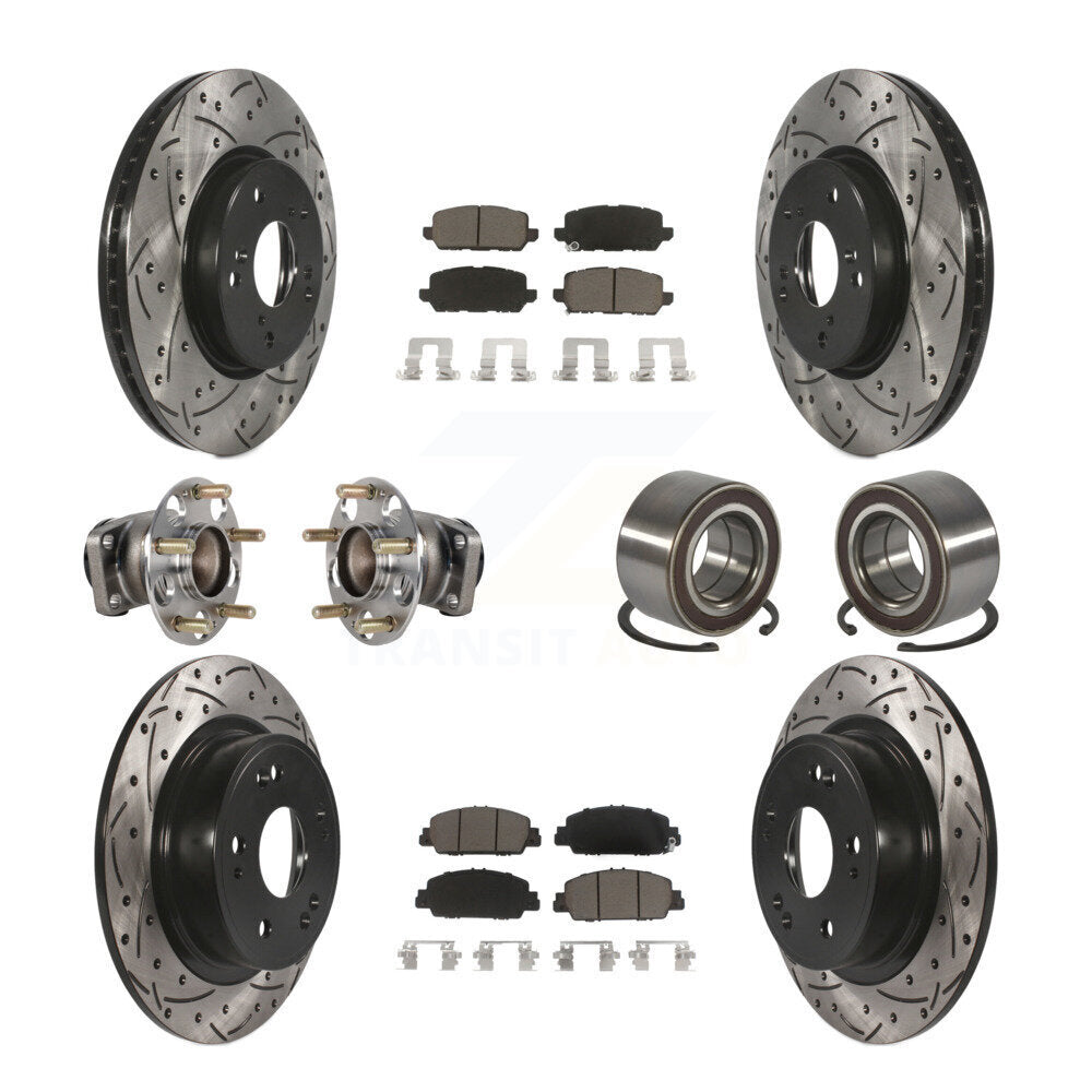 Front Rear Hub Bearing Coated Brake Rotor And Pad Kit (10Pc) For 2016-2022 Honda HR-V FWD KBB-130766