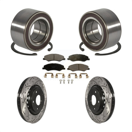 Front Wheel Bearing Coated Drilled Slot Brake Rotor & Pad Kit For 2018-2023 Honda Odyssey KBB-130770