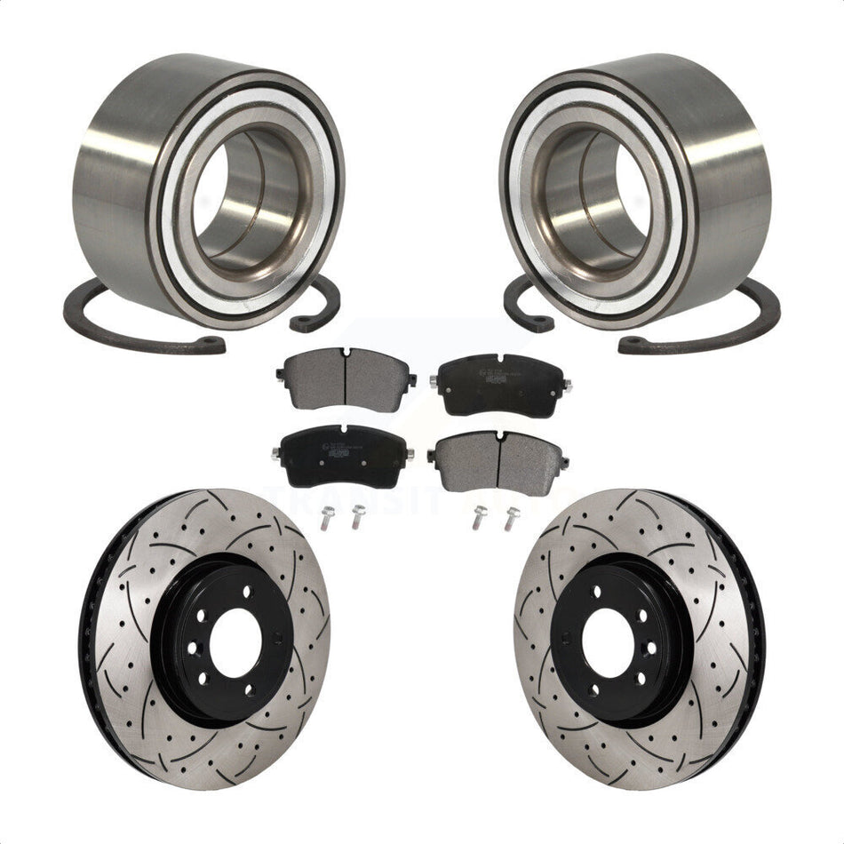 Front Wheel Bearing Coated Drill Slot Brake Rotor Pads Kit For Land Rover Discovery Range KBB-130772