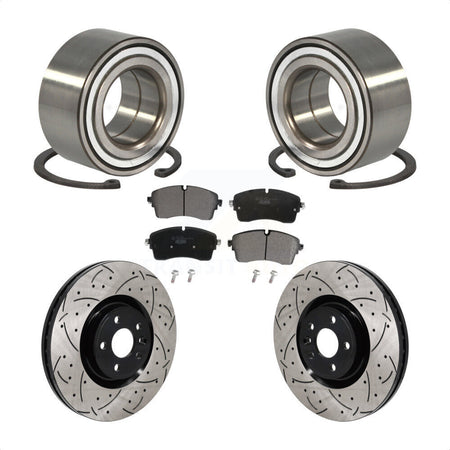 Front Wheel Bearing Drilled Slot Brake Rotor & Pad Kit For Land Rover Range Evoque Jaguar KBB-130774