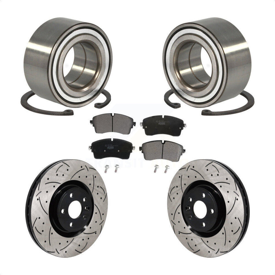 Front Wheel Bearing Drilled Slot Brake Rotor & Pad Kit For Land Rover Range Evoque Jaguar KBB-130774
