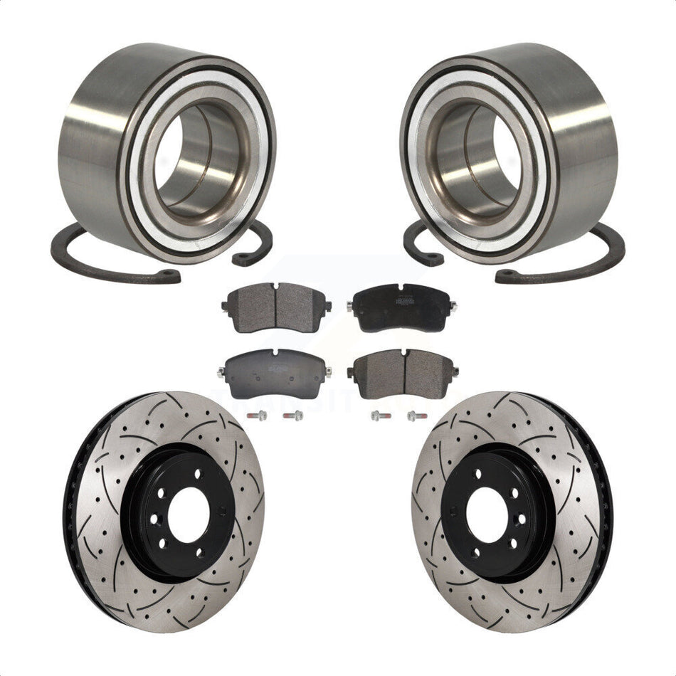 Front Wheel Bearing Coated Drill Slot Brake Rotor Pads Kit For Land Rover Discovery Range KBB-130778