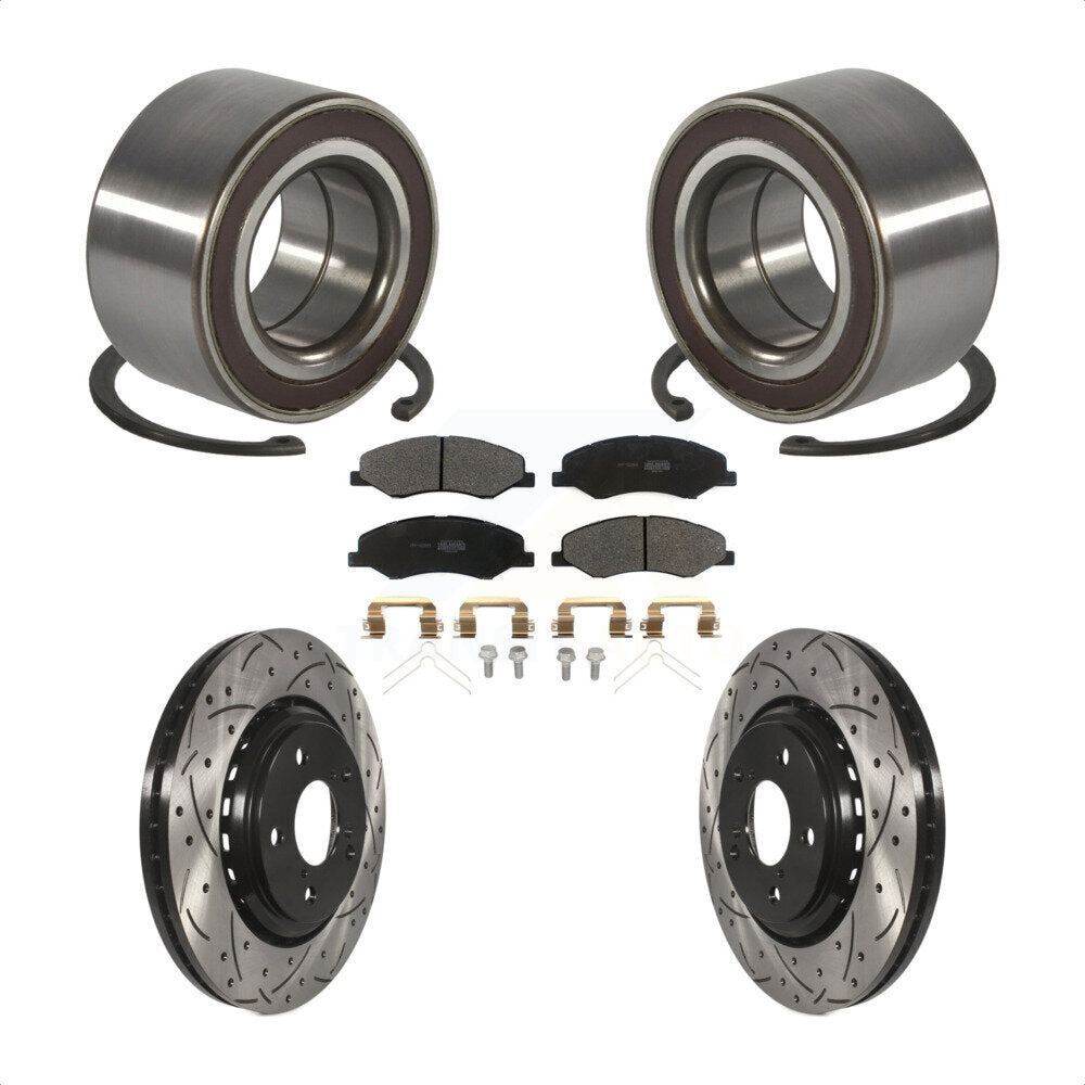 Front Wheel Bearing Coated Drilled Slot Brake Rotor & Pad Kit For 2018-2023 Honda Odyssey KBB-130779