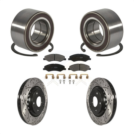 Front Wheel Bearing Coated Drilled Slot Brake Rotor & Pad Kit For 2018-2023 Honda Odyssey KBB-130779